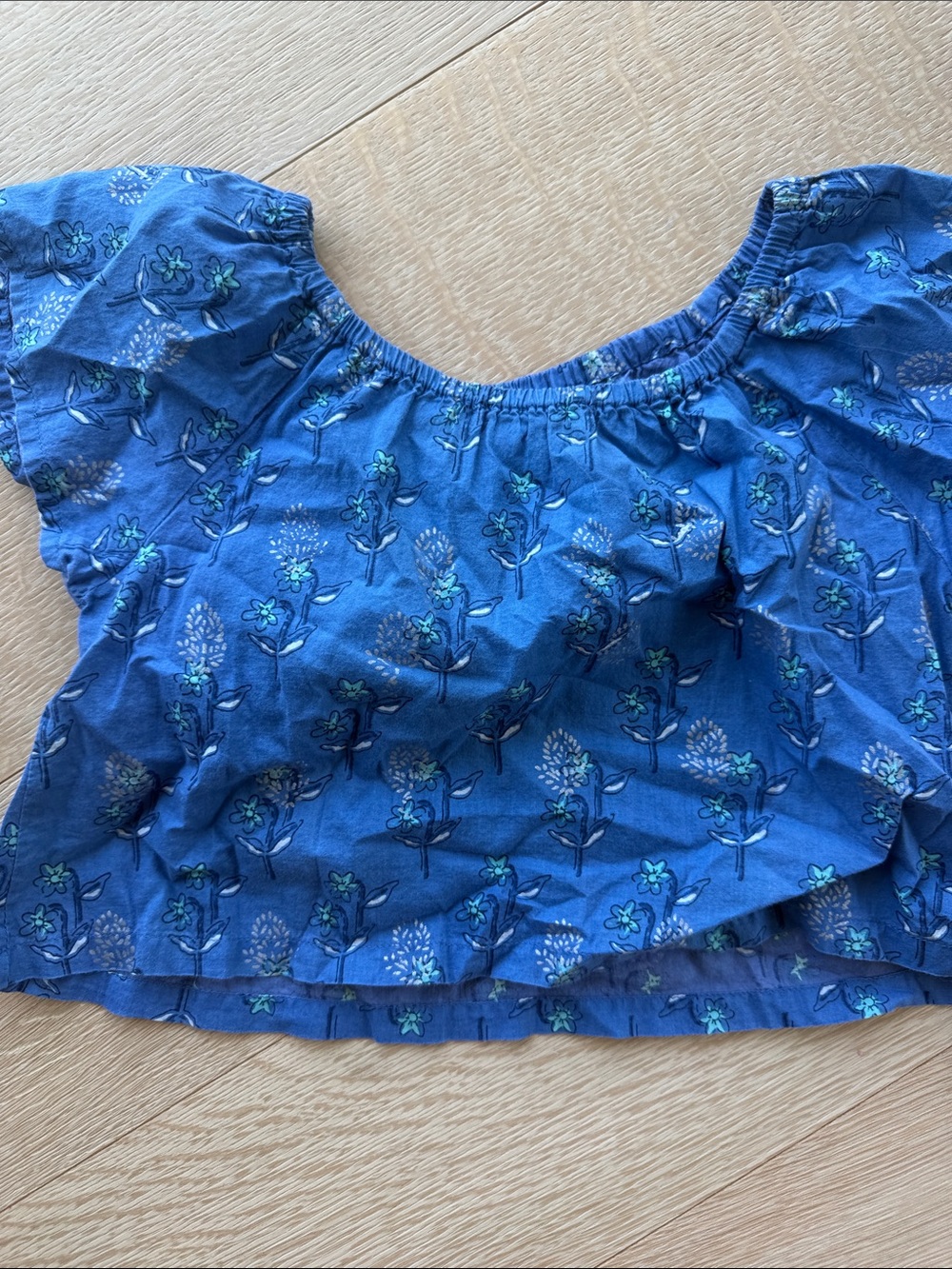 Pink Chicken Blue Floral Off-Shoulder Crop Top 9mos - 2t 💙